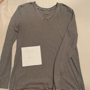 Eddie Bauer Black and White Striped Long Sleeve